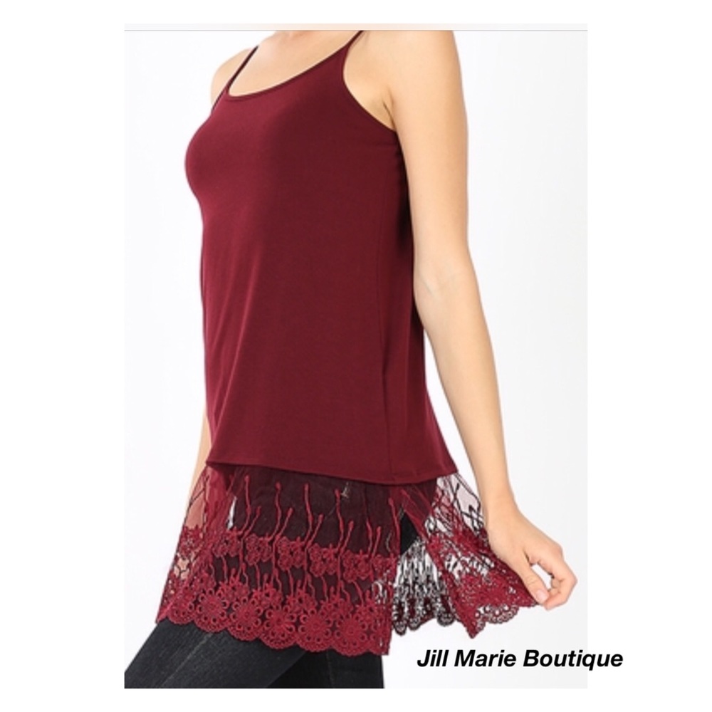 Long camisole tank top lace trim sweater extender sz MD